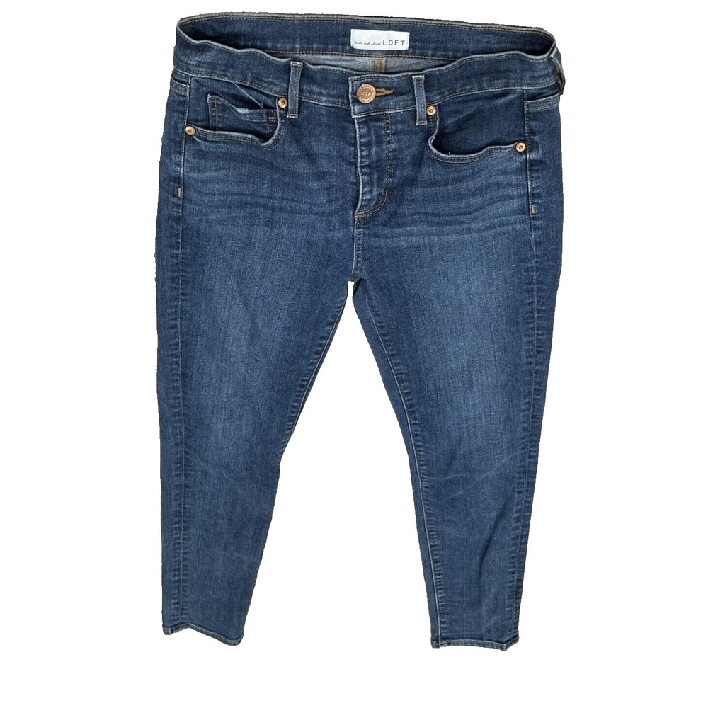 Loft Straight Leg Size 27 4 Skinny Cotton Blend Dark Wash Womens Jeans Denim